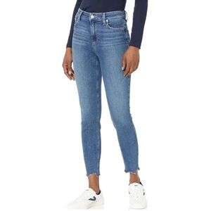 PAIGE Hoxton Crop Denim Jeans in Antwerp Ragged Frayed Hem Size 28